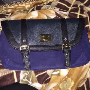 Brand new navy blue & gold clutch
